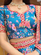 BLUE FLORAL LEHENGA CHOLI