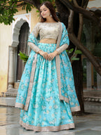 SKY BLUE FLORAL LEHENGA CHOLI