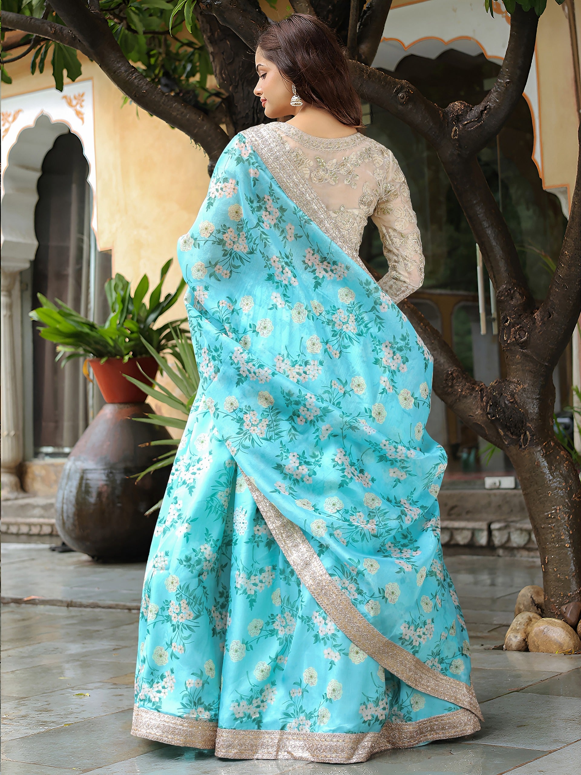SKY BLUE FLORAL LEHENGA CHOLI
