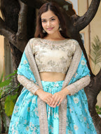 SKY BLUE FLORAL LEHENGA CHOLI