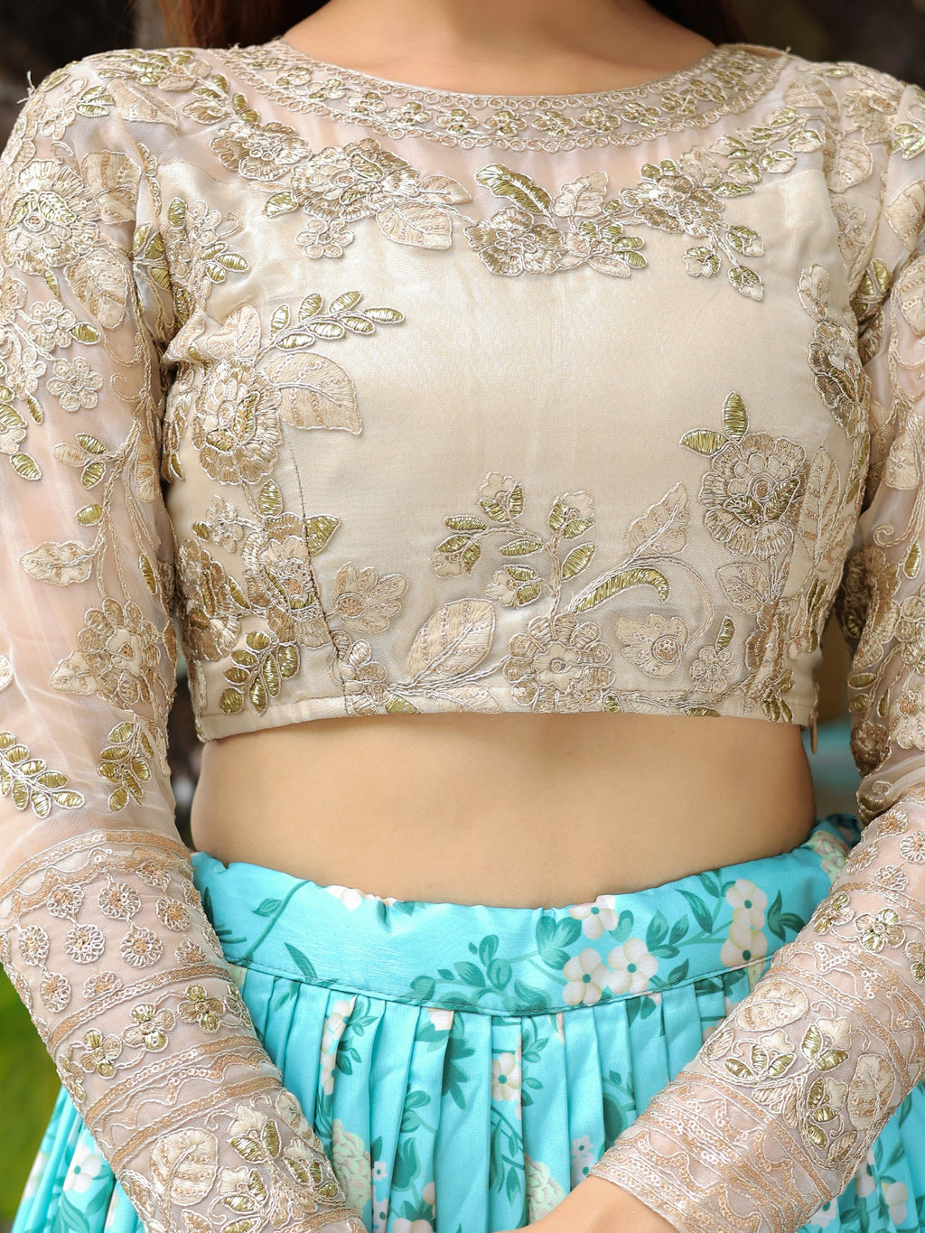 SKY BLUE FLORAL LEHENGA CHOLI