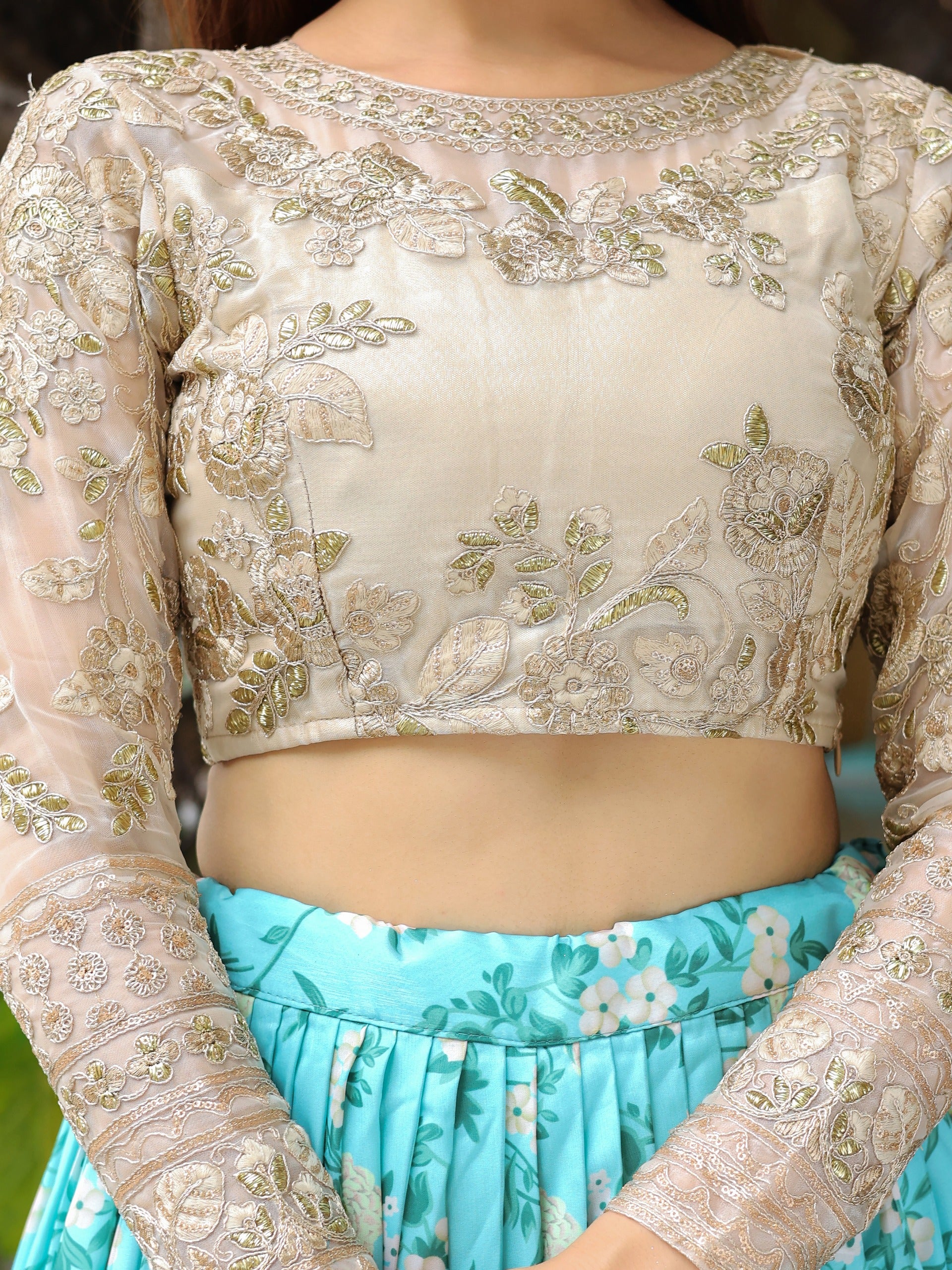 SKY BLUE FLORAL LEHENGA CHOLI