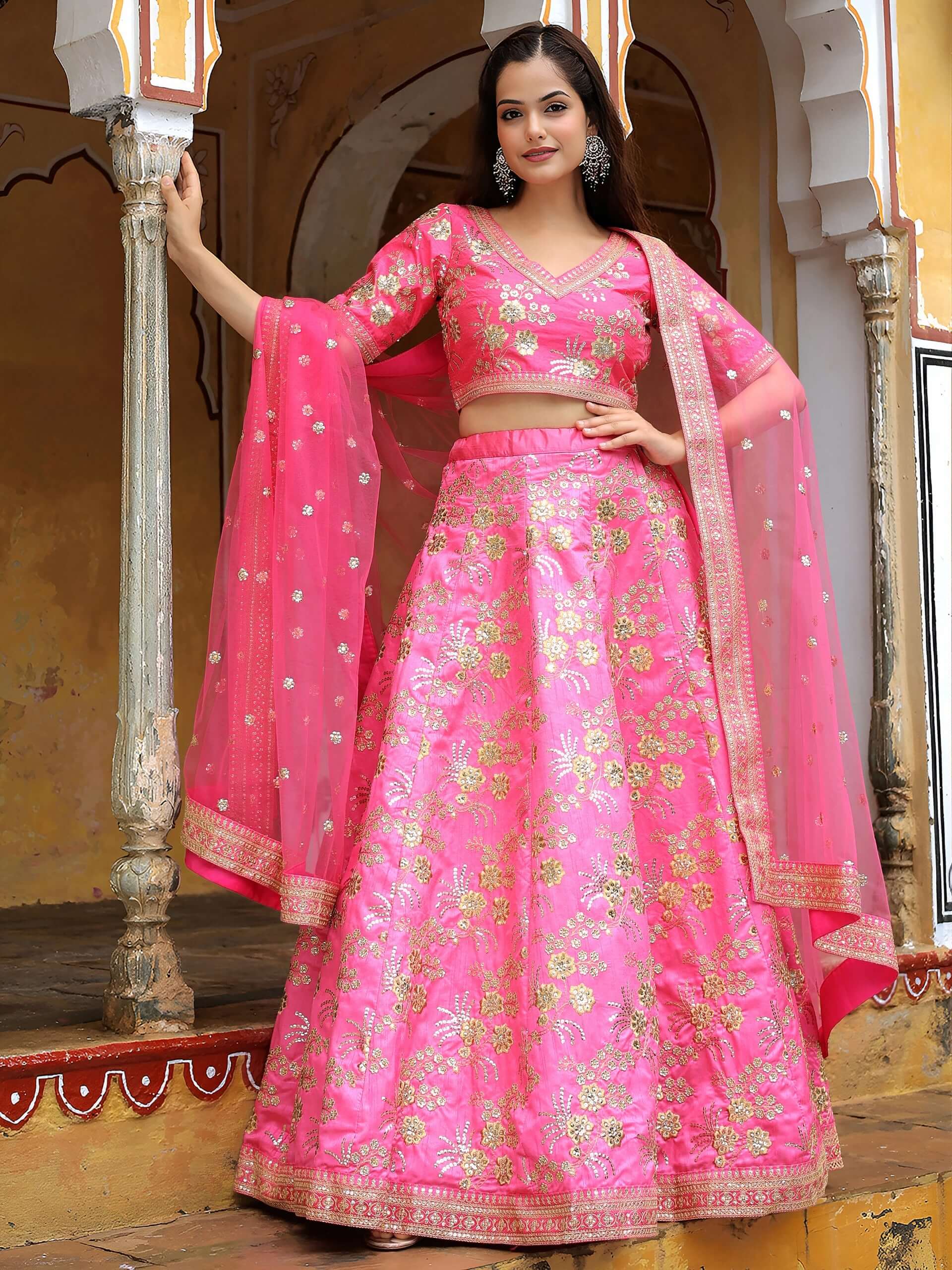 LOTUS PINK SILK LEHENGA CHOLI