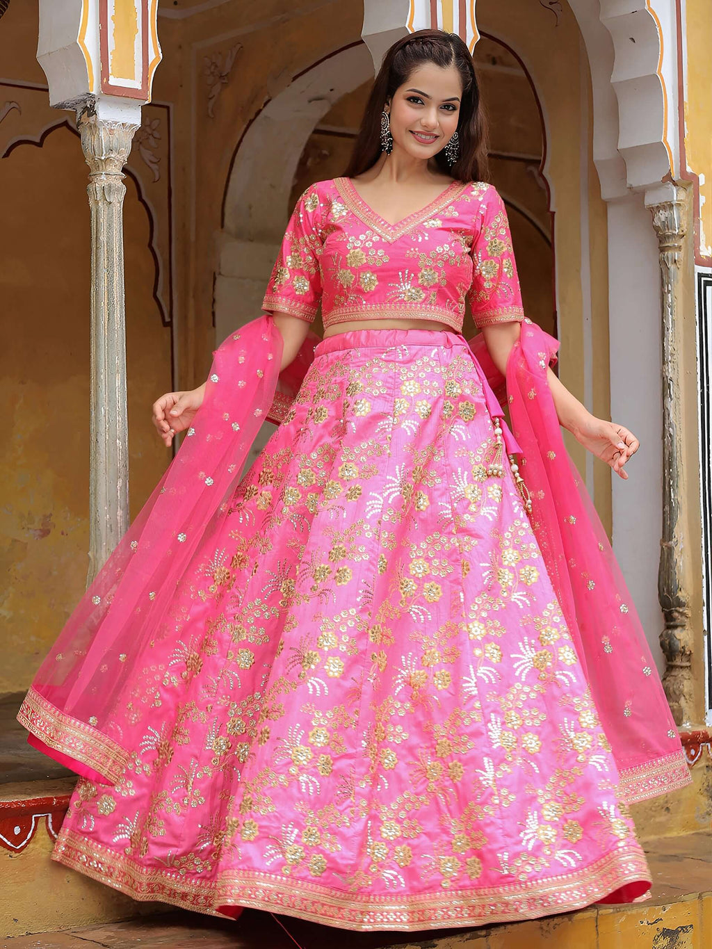 LOTUS PINK SILK LEHENGA CHOLI