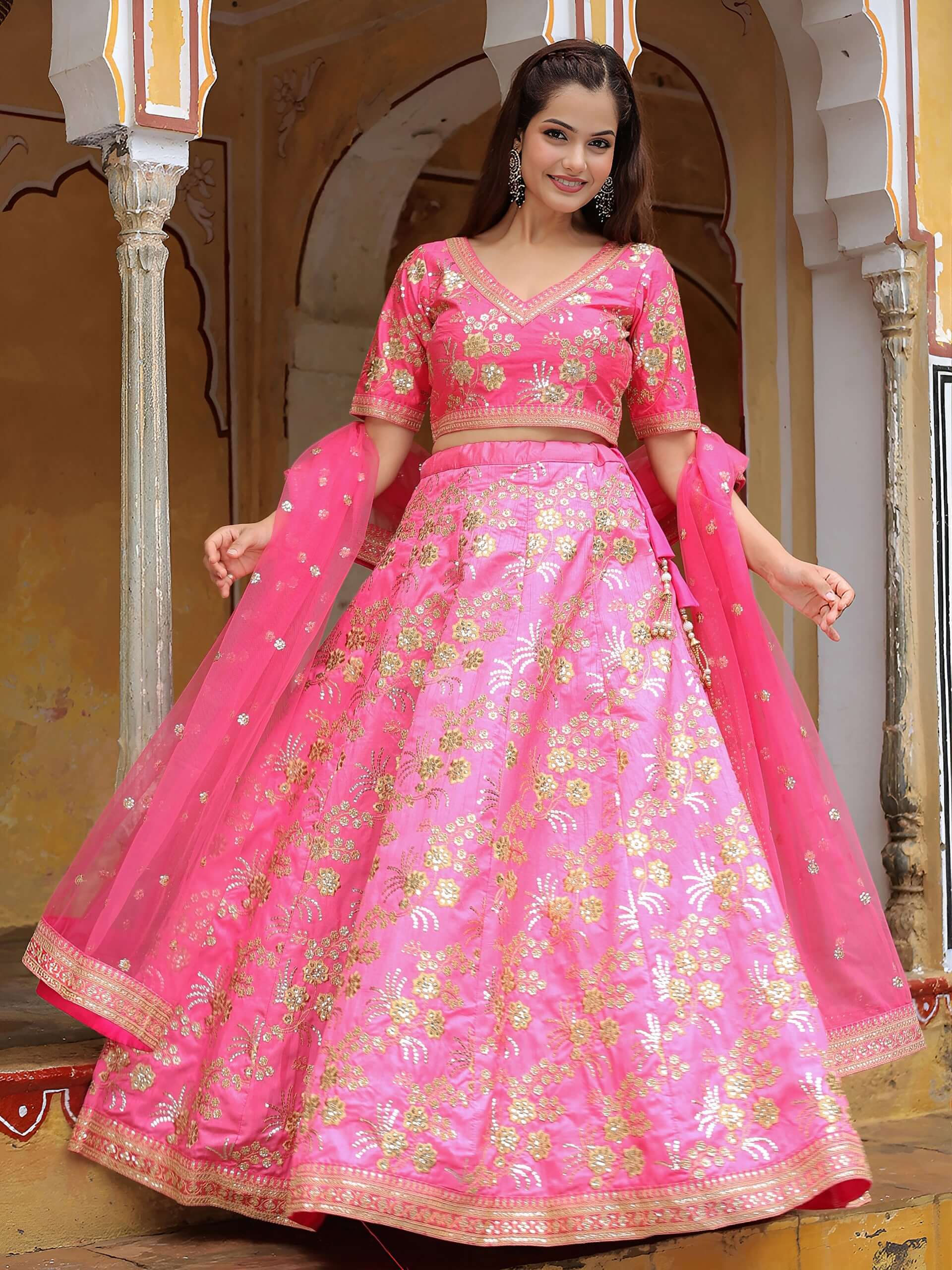 LOTUS PINK SILK LEHENGA CHOLI