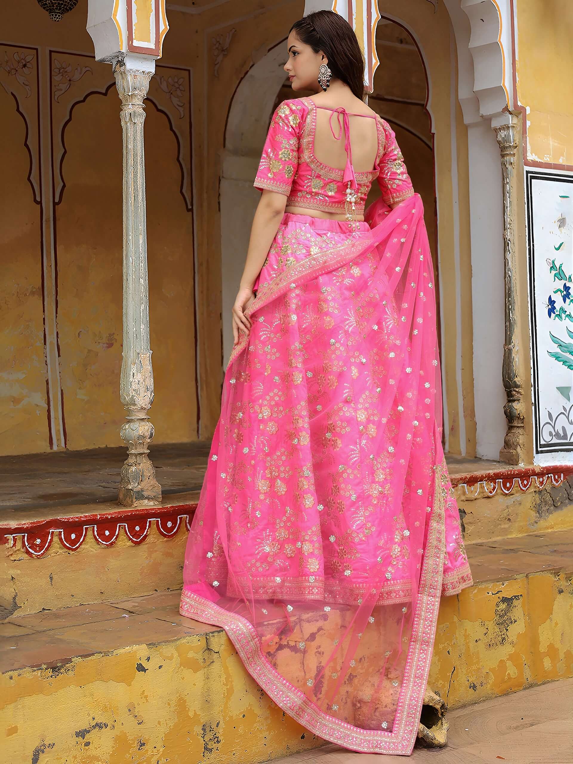 LOTUS PINK SILK LEHENGA CHOLI