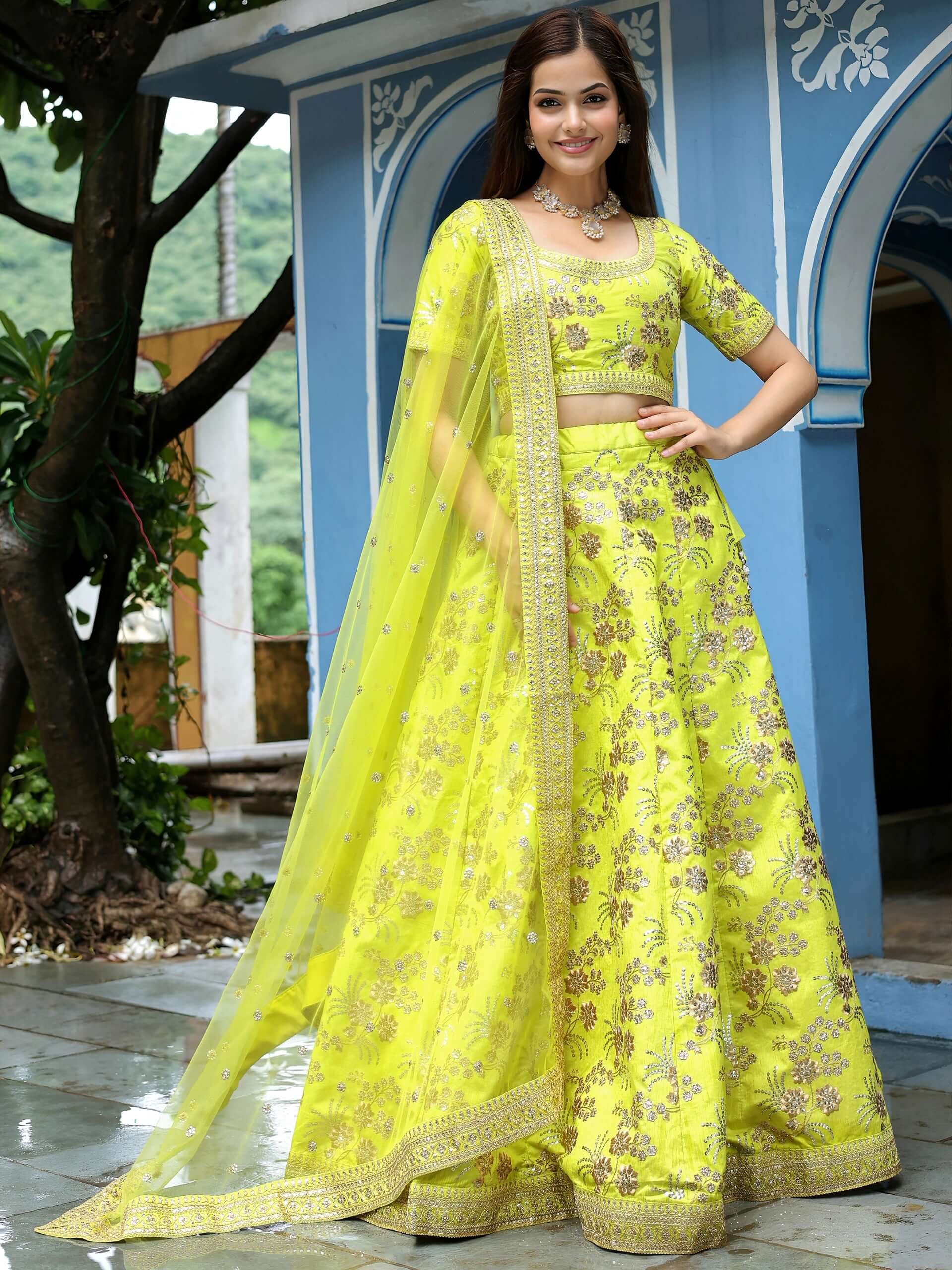 Neon Green Lehenga Choli