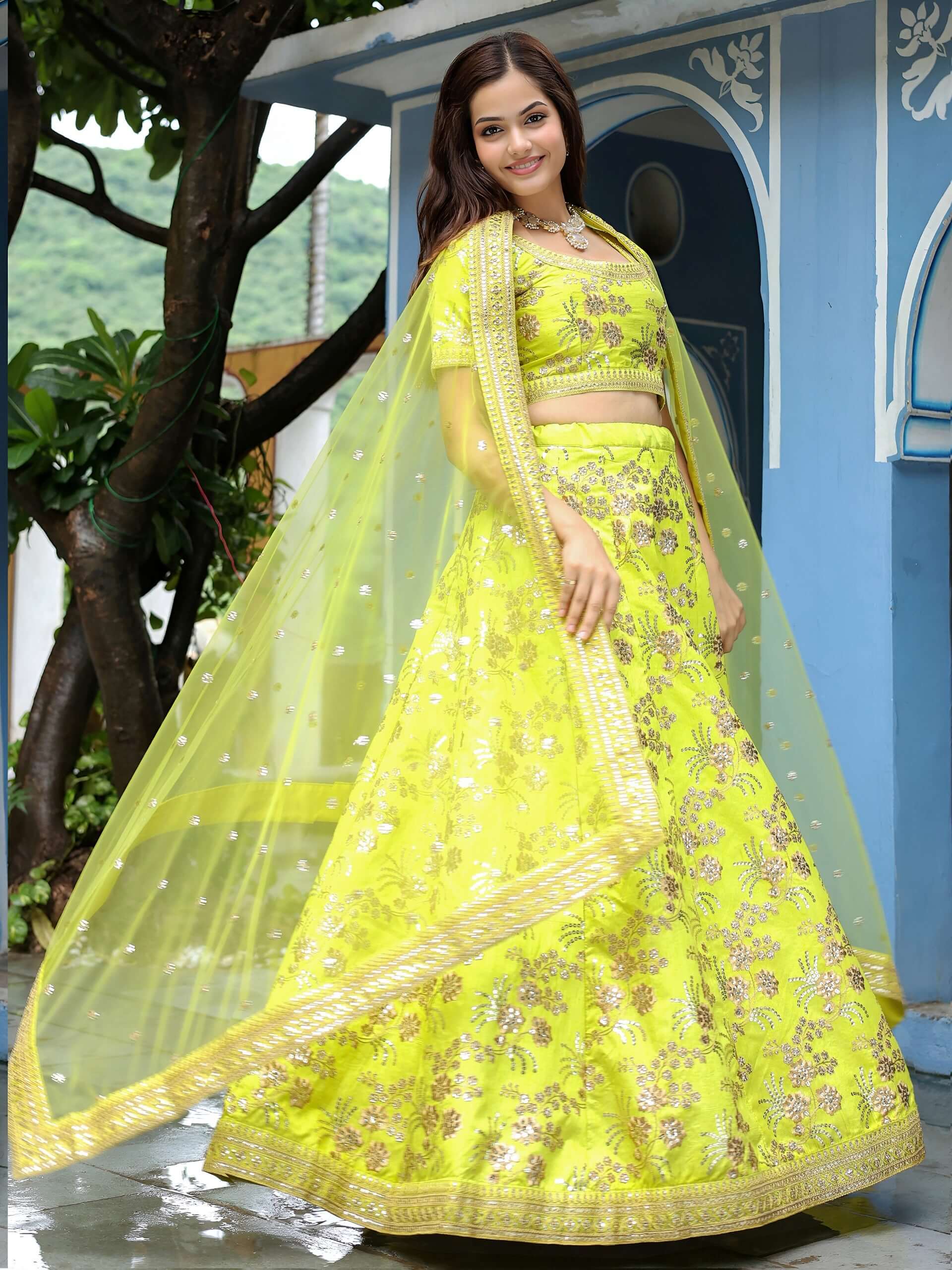 Neon Green Lehenga Choli