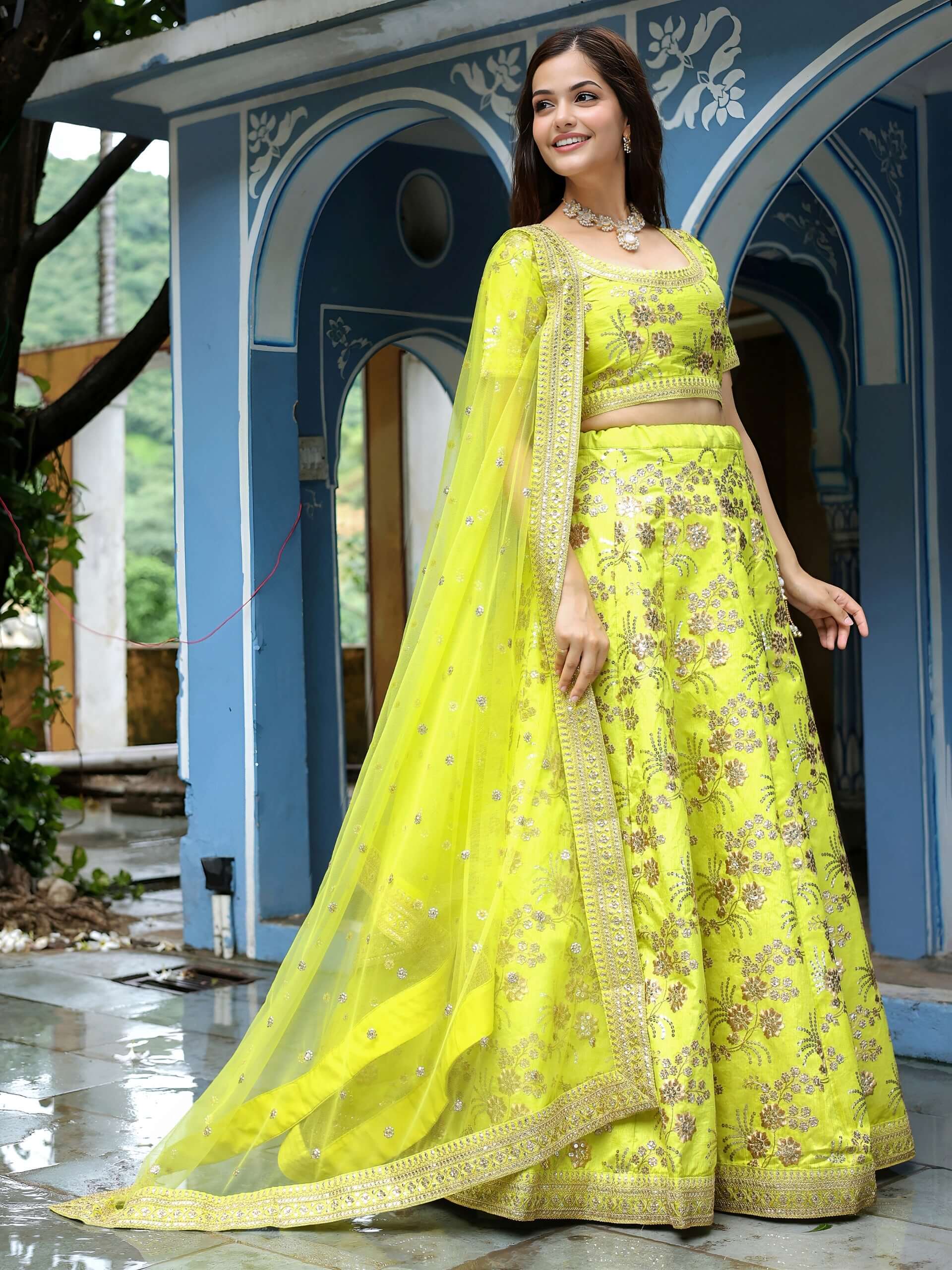 Neon Green Lehenga Choli