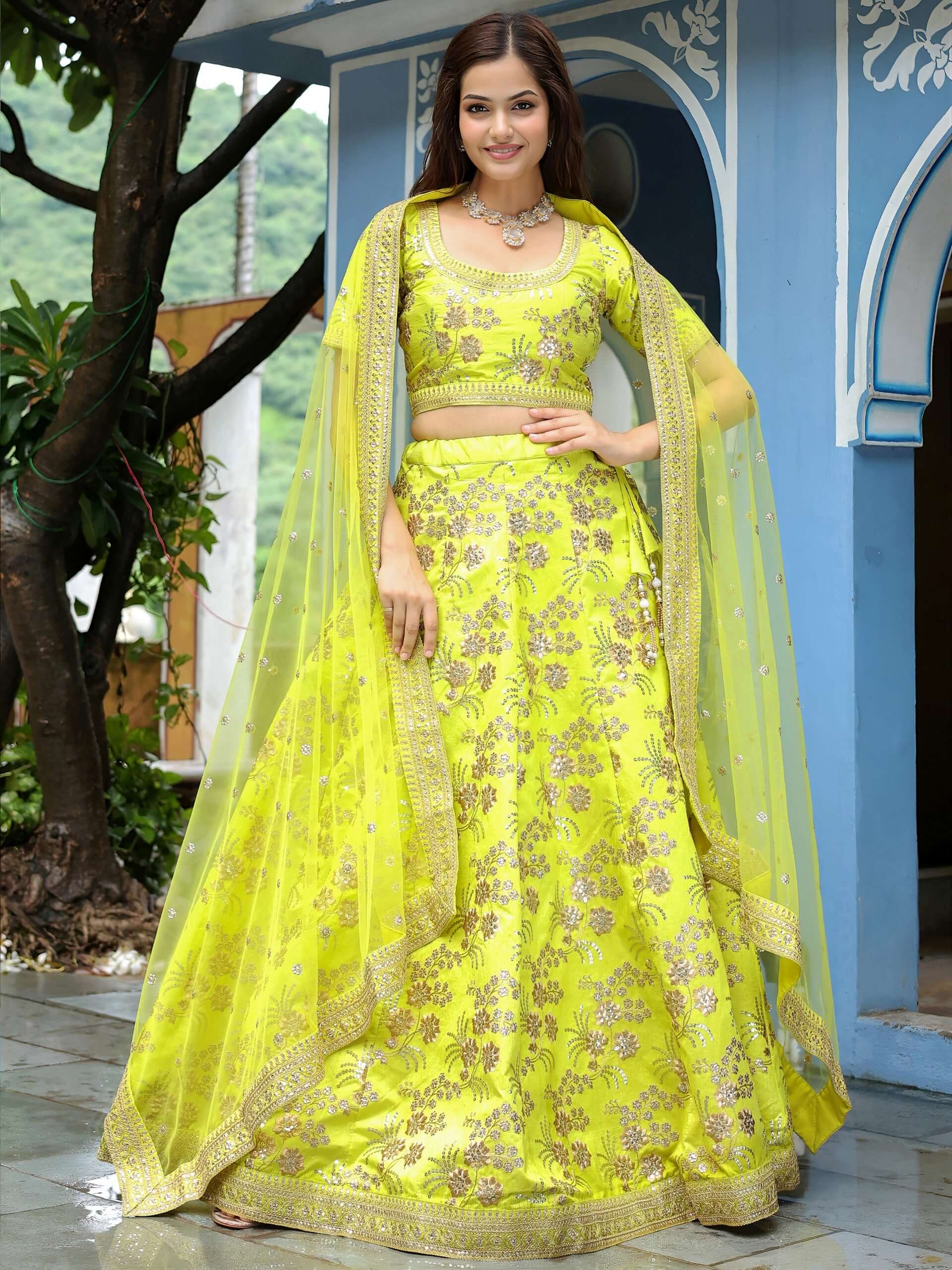 Neon Green Lehenga Choli