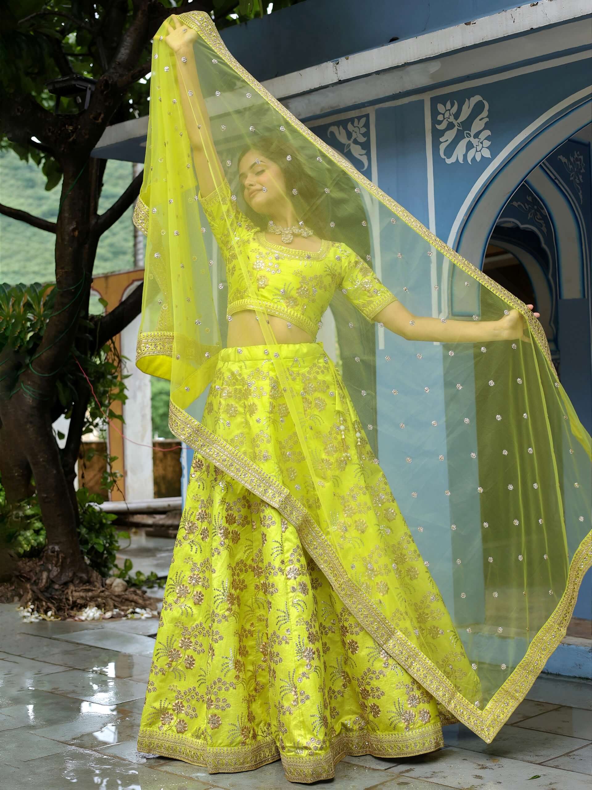 Neon Green Lehenga Choli