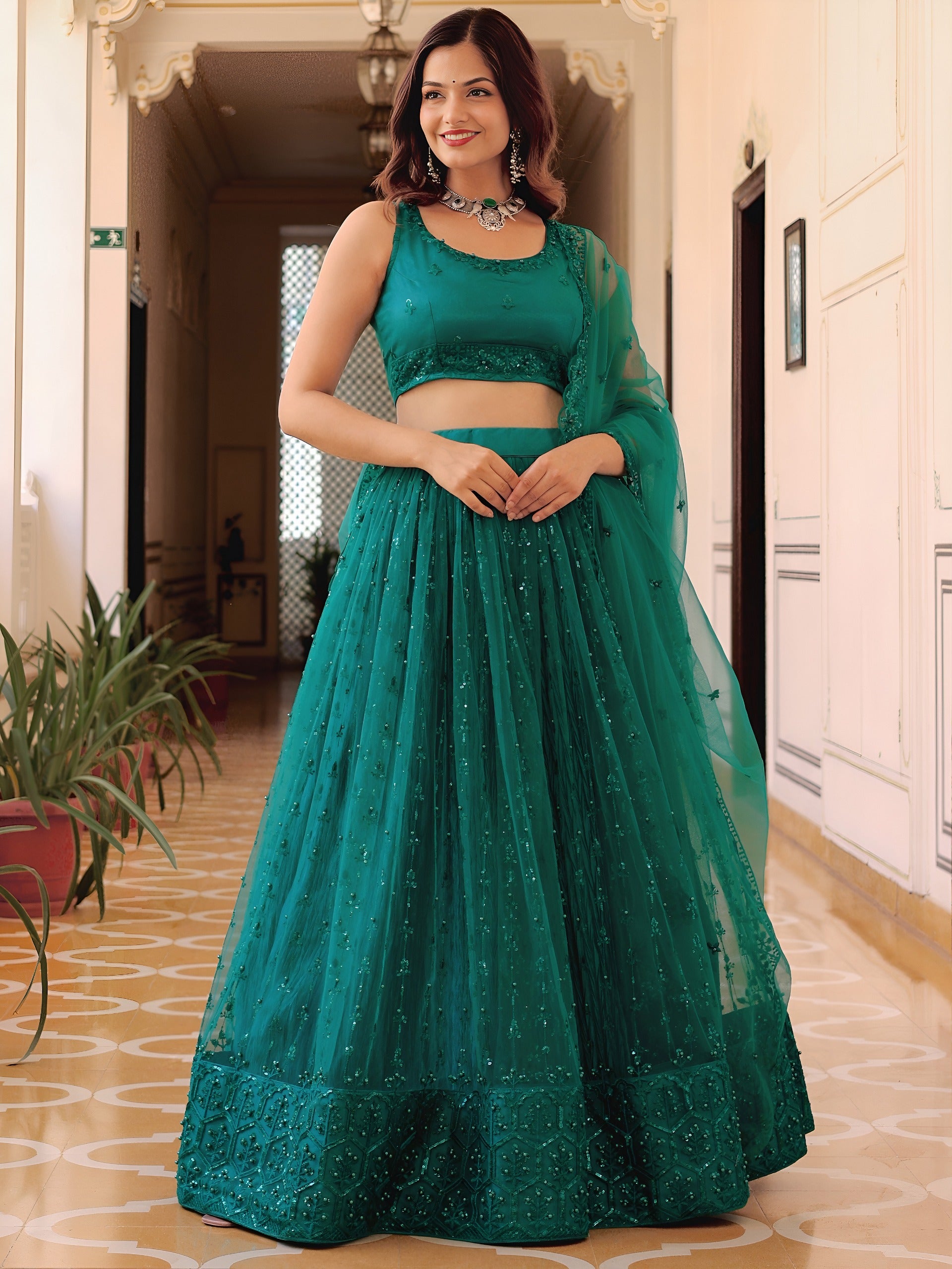 TEAL GREEN LEHENGA CHOLI