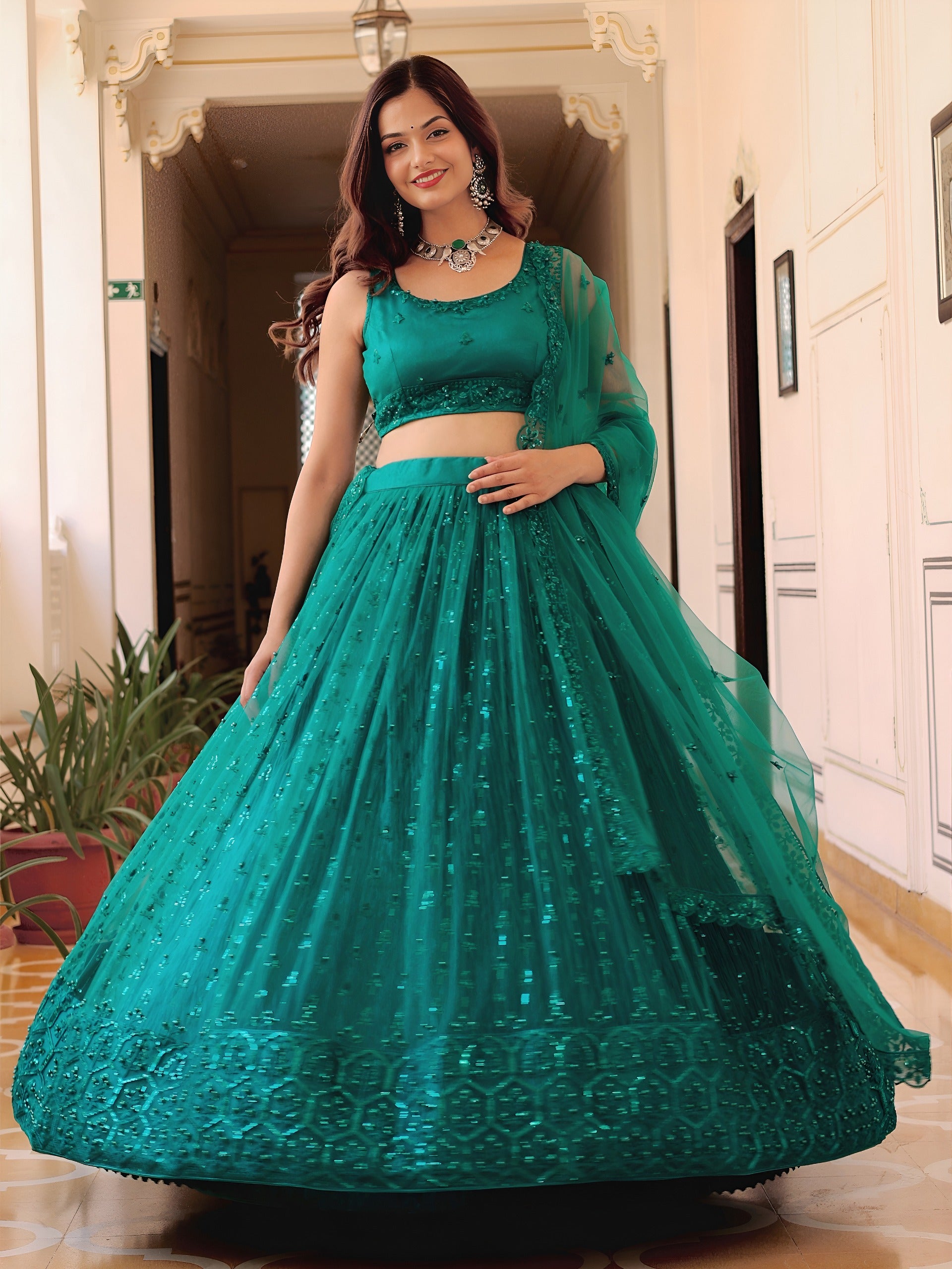 TEAL GREEN LEHENGA CHOLI