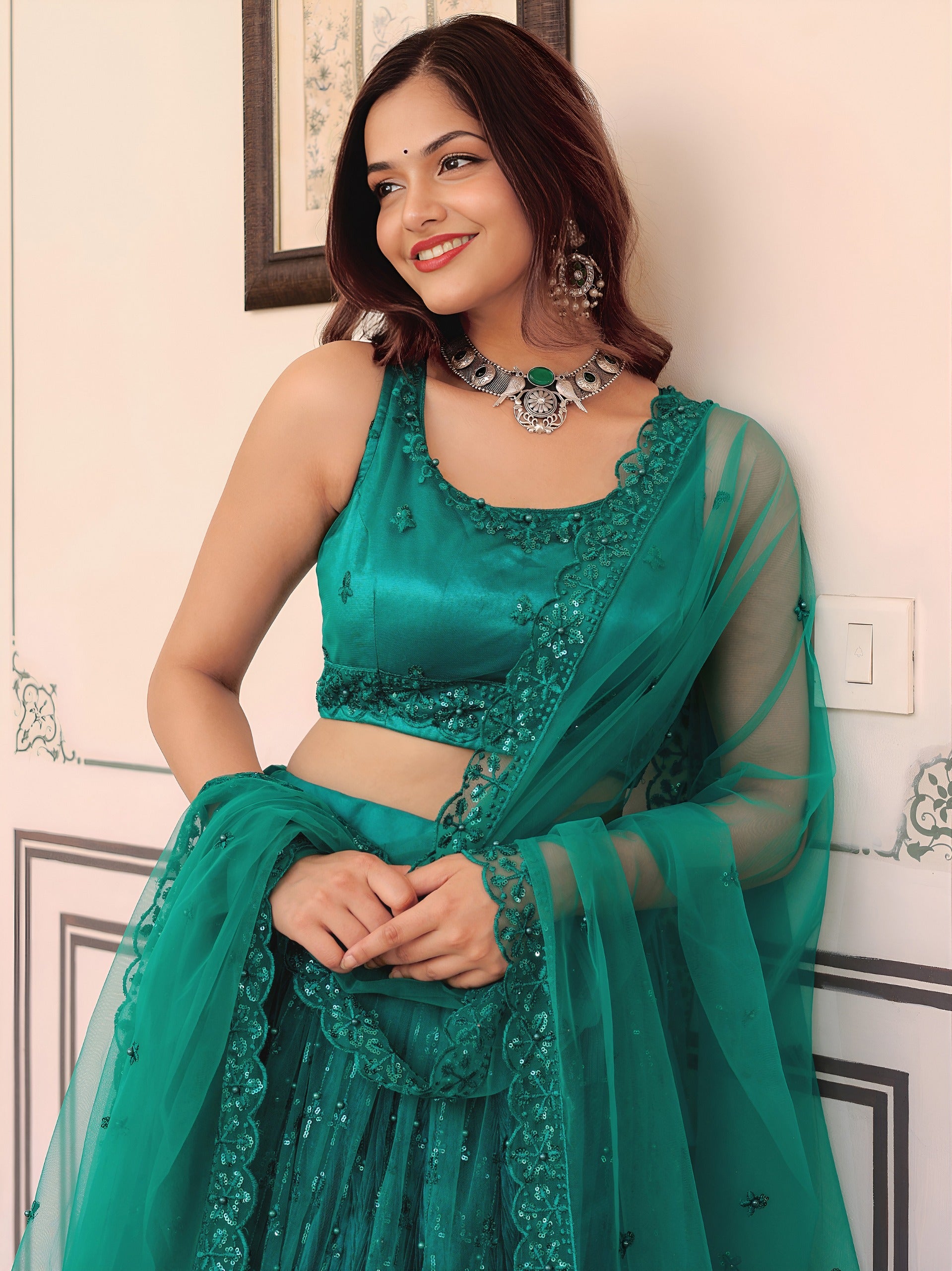 TEAL GREEN LEHENGA CHOLI