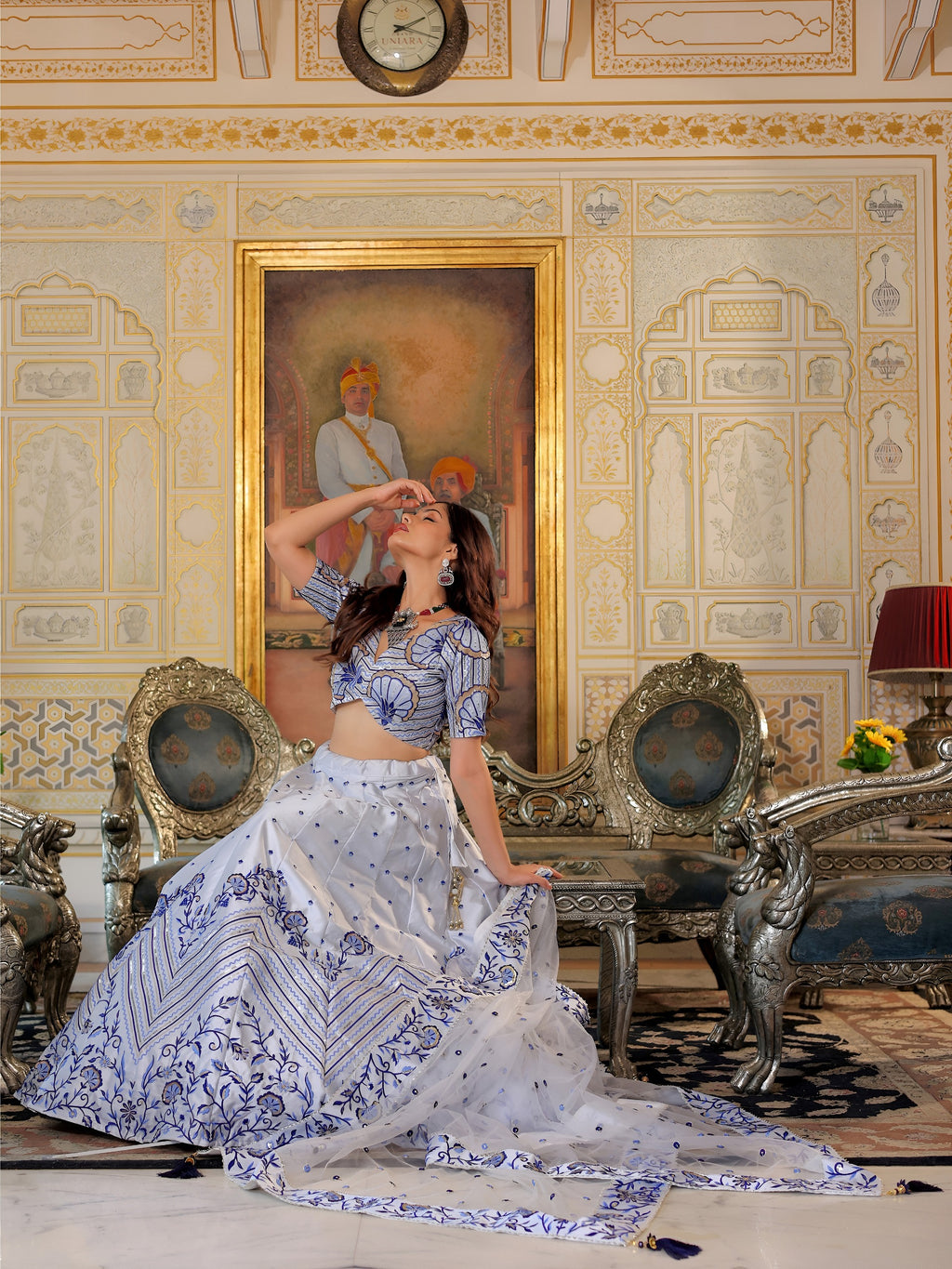 WHITE & BLUE LEHENGA CHOLI