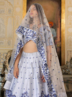 WHITE & BLUE LEHENGA CHOLI