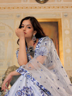 WHITE & BLUE LEHENGA CHOLI