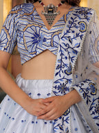 WHITE & BLUE LEHENGA CHOLI