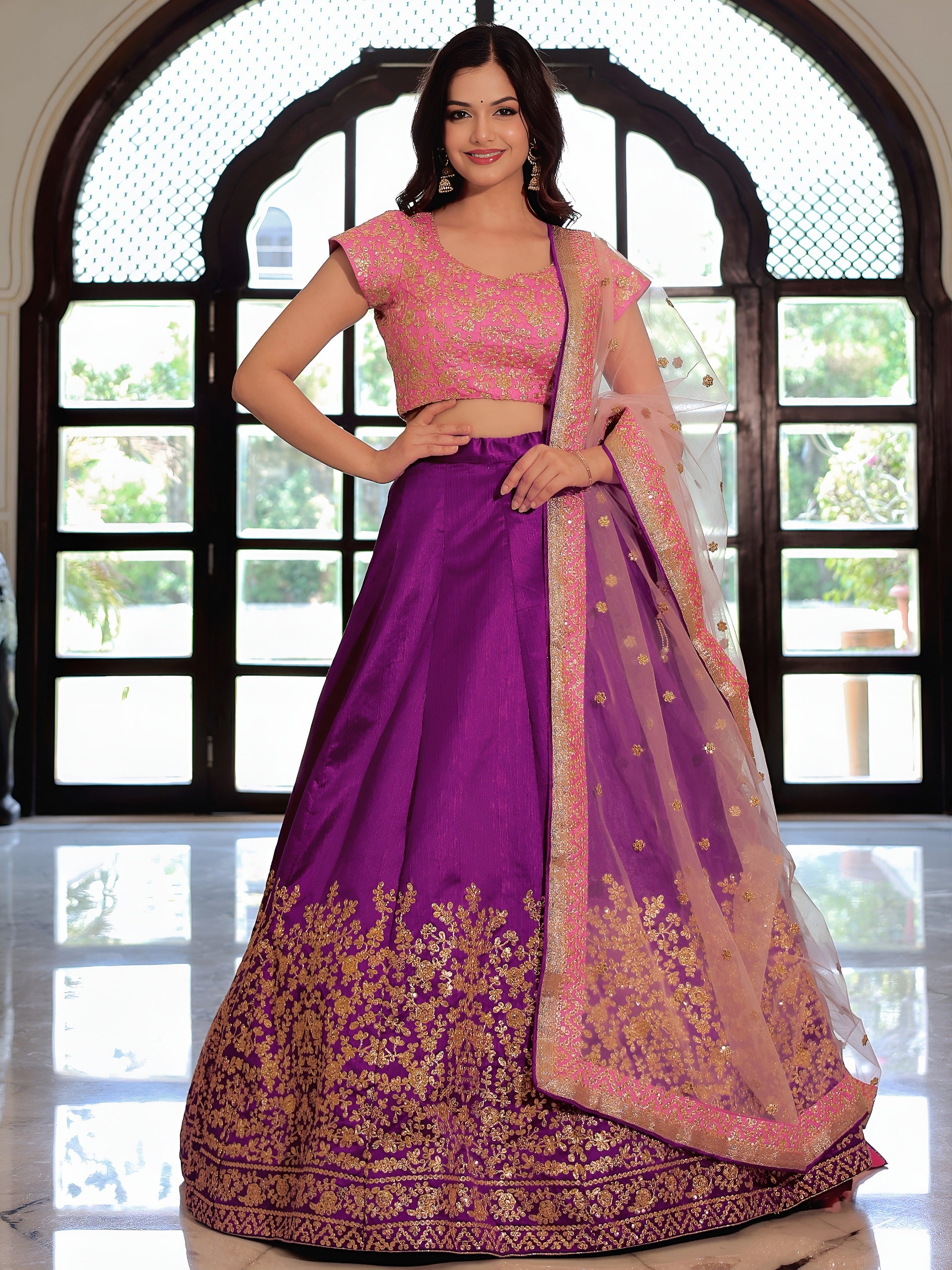 PURPLE & PINK LEHENGA CHOLI