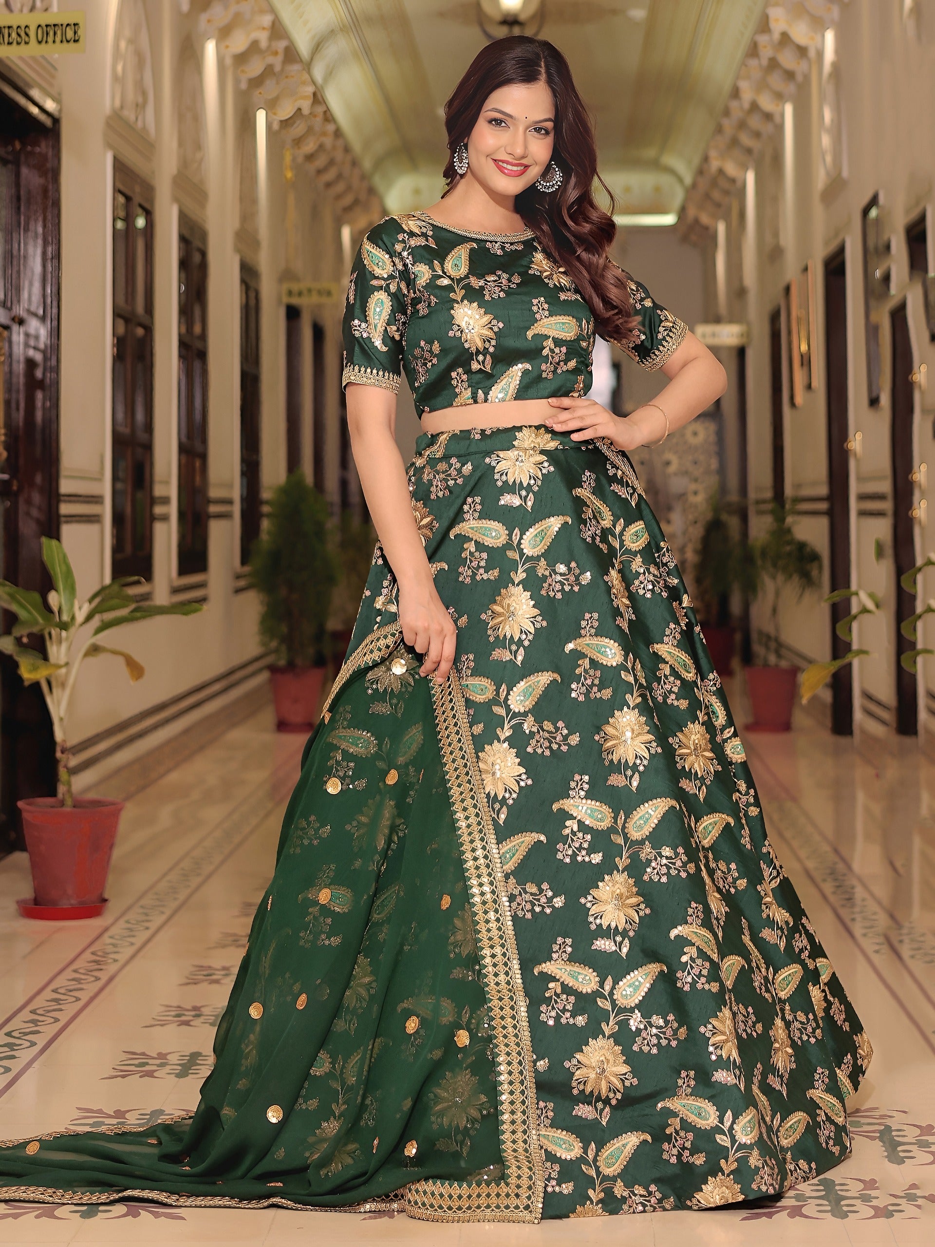 DARK GREEN LEHENGA CHOLI