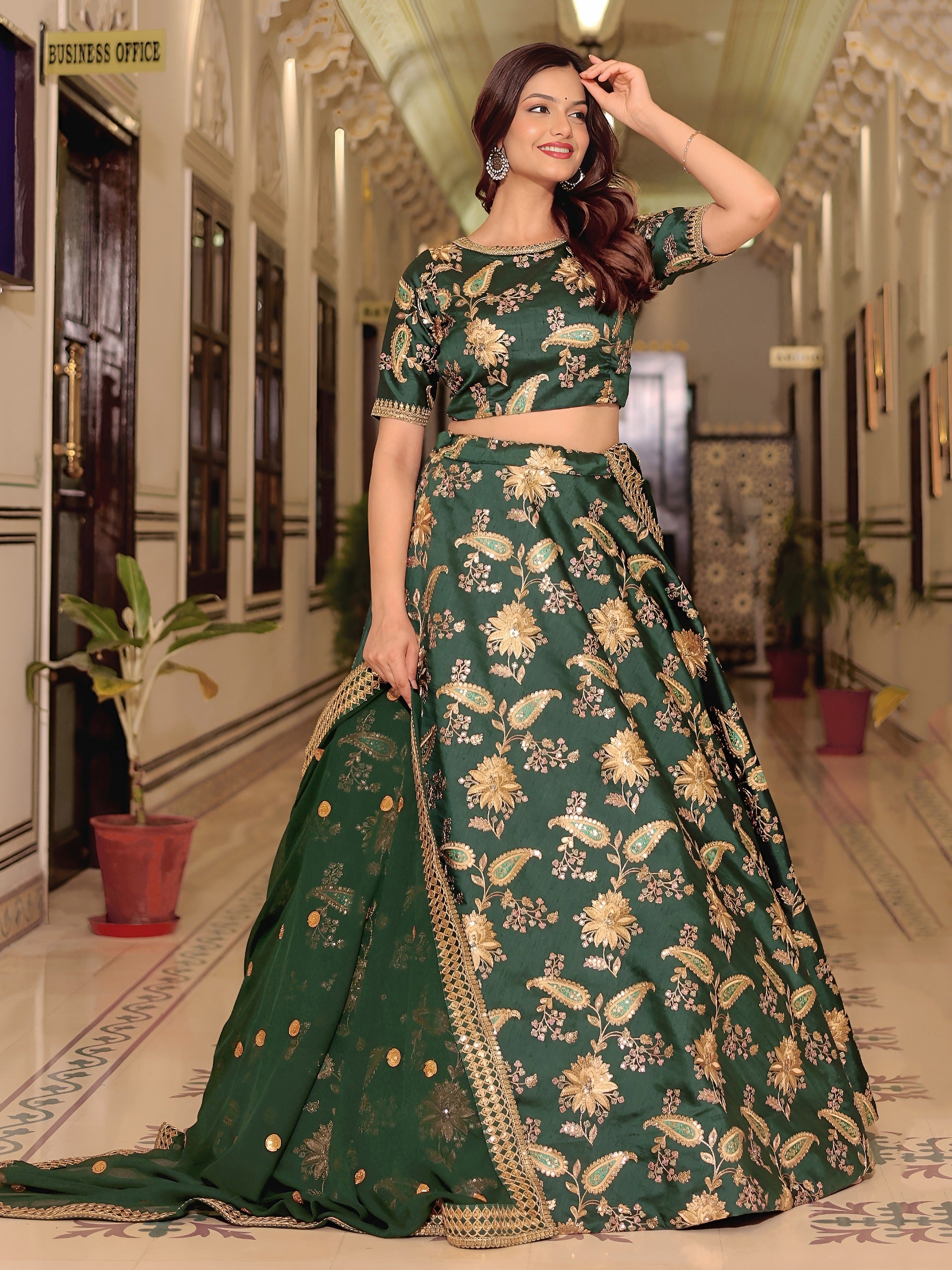DARK GREEN LEHENGA CHOLI