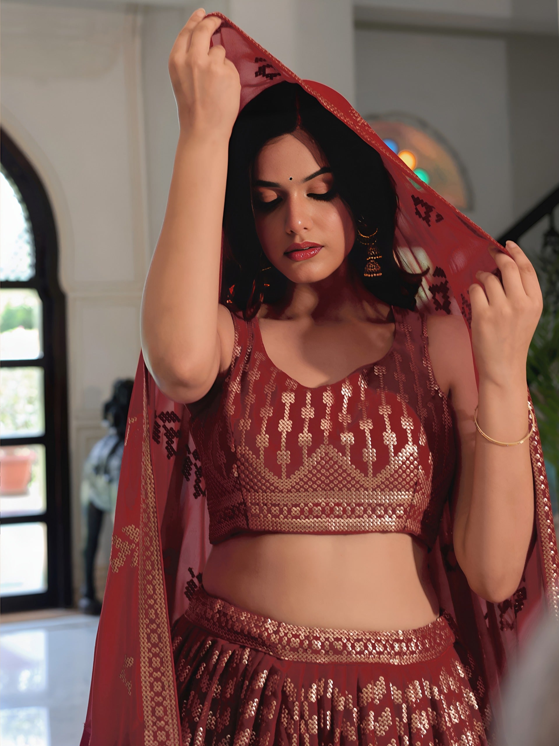 MAROON LEHENGA CHOLI