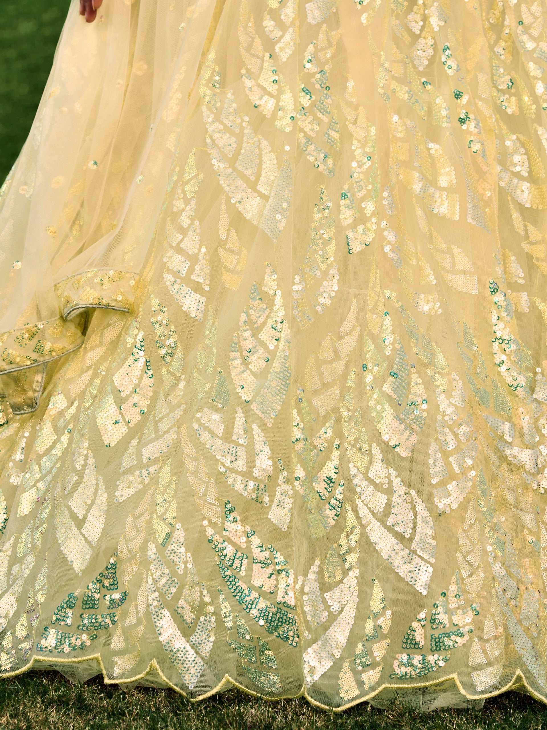 BANANA YELLOW HEAVY SEQUINS LEHENGA