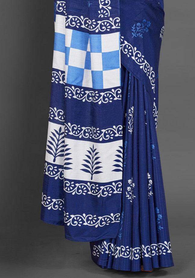 Navy Blue Dola Silk Saree