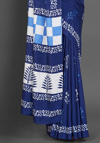 Navy Blue Dola Silk Saree