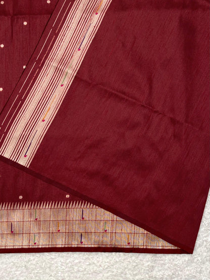 Apple Red Kosa Silk Saree
