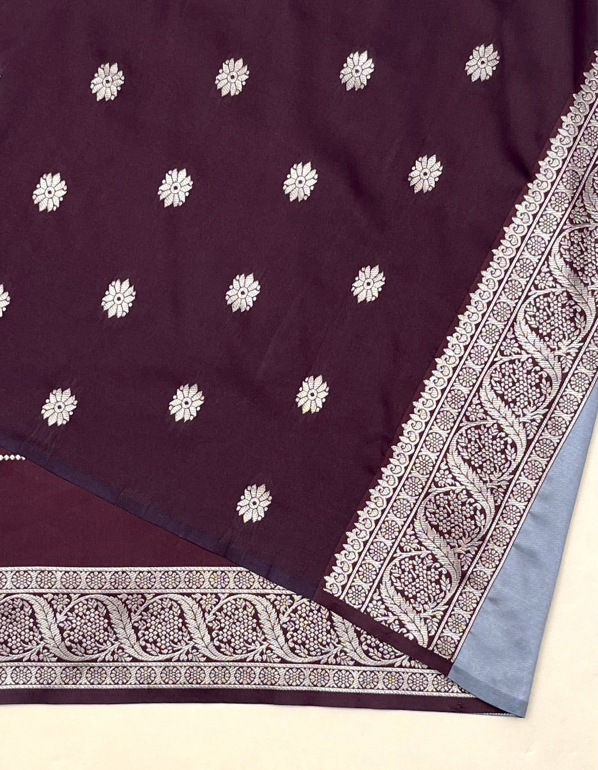 Ash Grey Banarasi Silk Saree