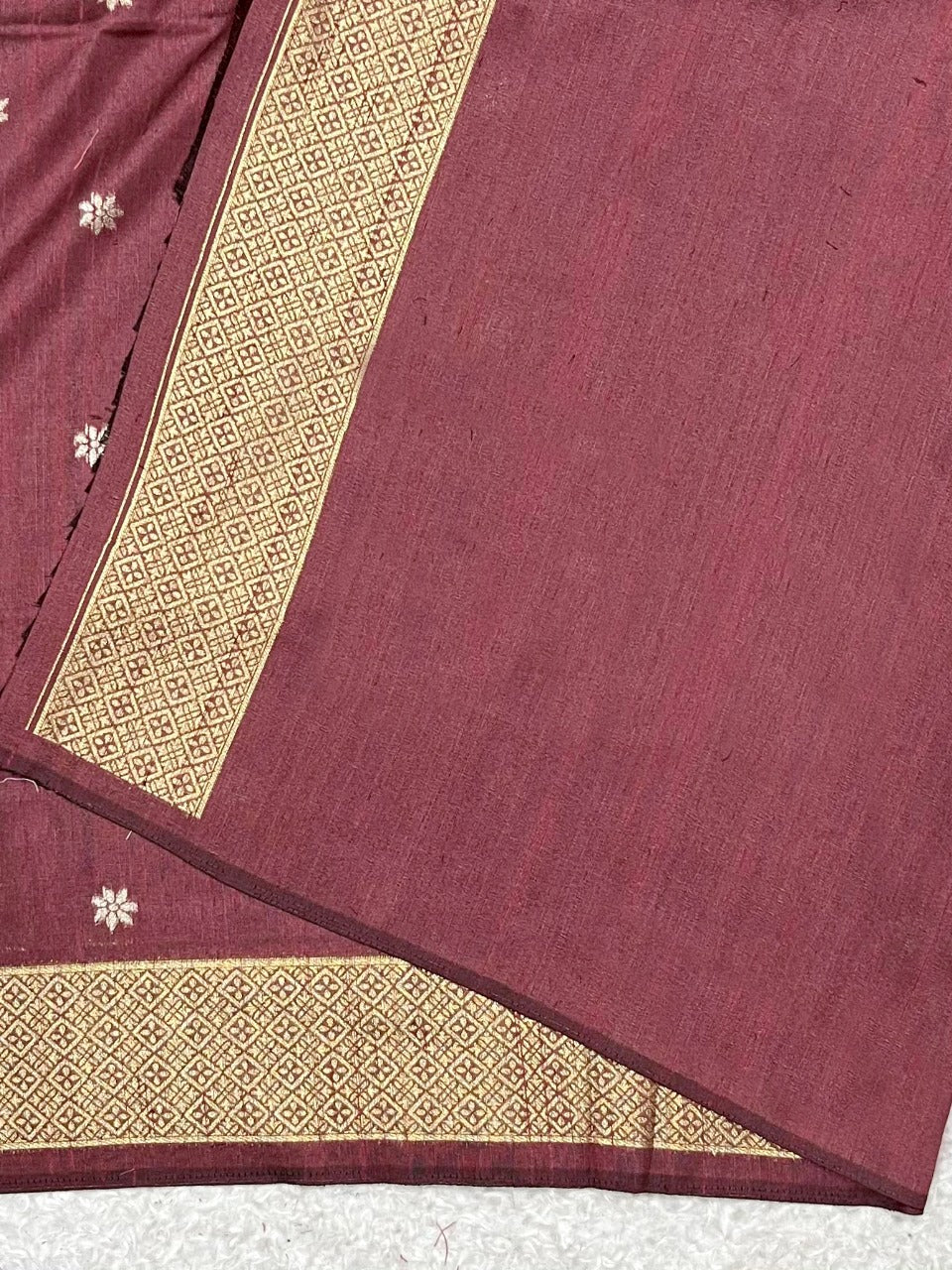 Brick Red Kosa Silk Saree