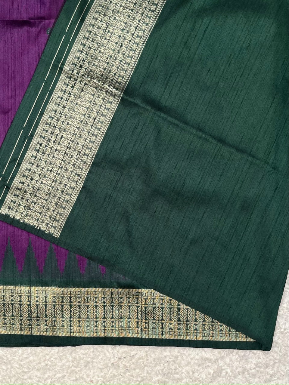 Brinjal Violet Desi Tussar Silk Saree