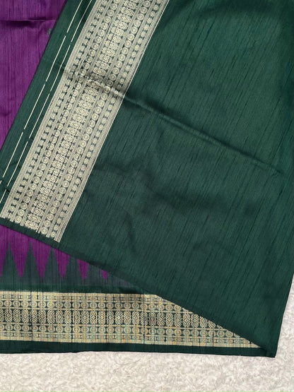 Brinjal Violet Desi Tussar Silk Saree