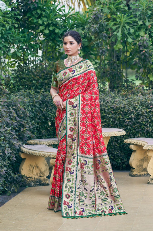 Candy Red Soft Banarasi Silk Saree