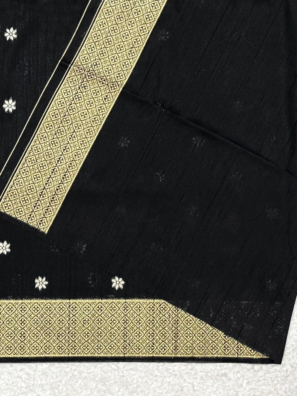 Coal Black Kosa Silk Saree