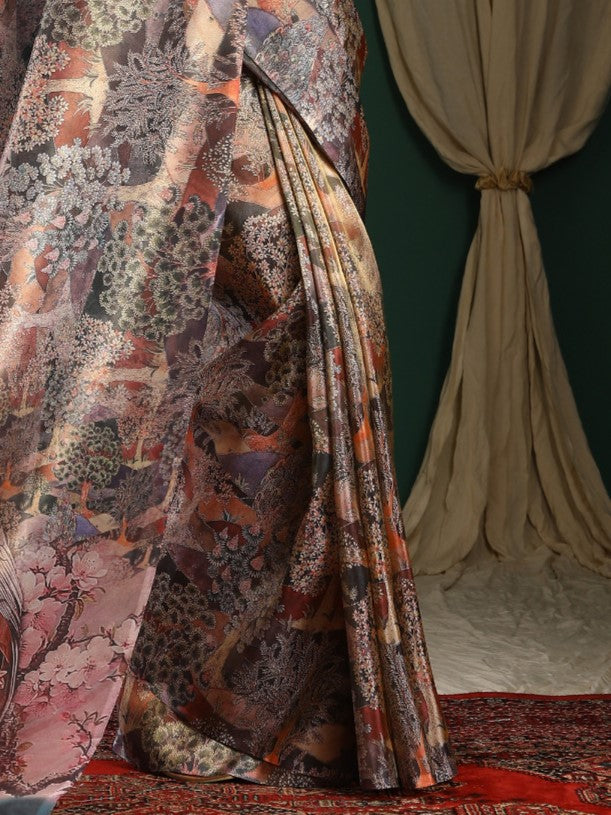 cappuccino Abstract Organza Saree