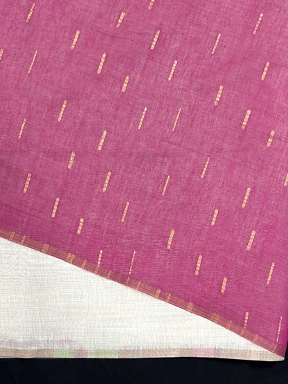 Daisy White & Pink Muga Cotton Saree