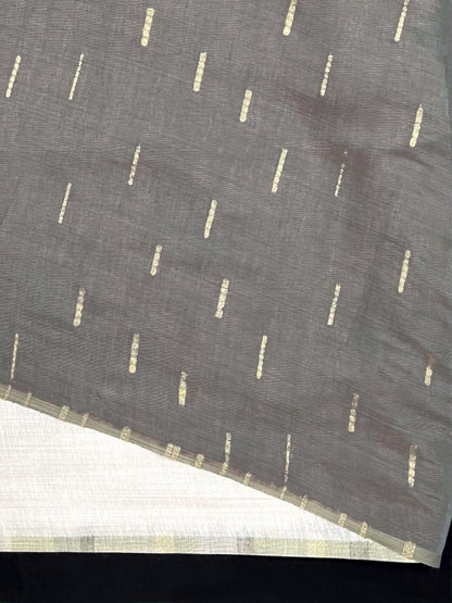 Daisy White & Grey Muga Cotton Saree
