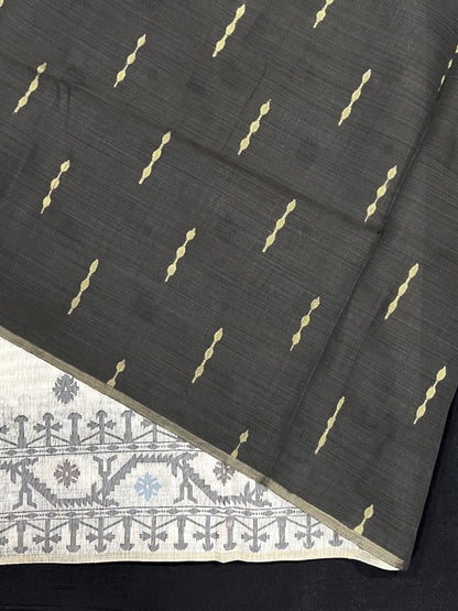 Daisy white & Grey Kovai Cotton Jamdani saree