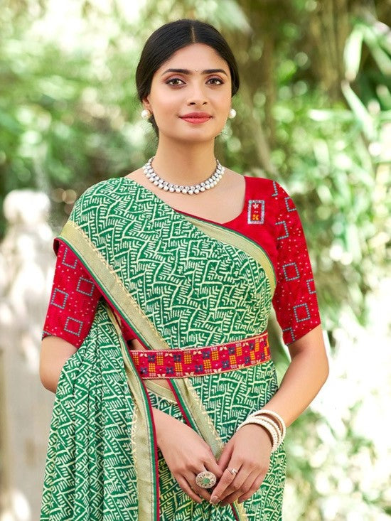 Emrald Green Georgette Saree