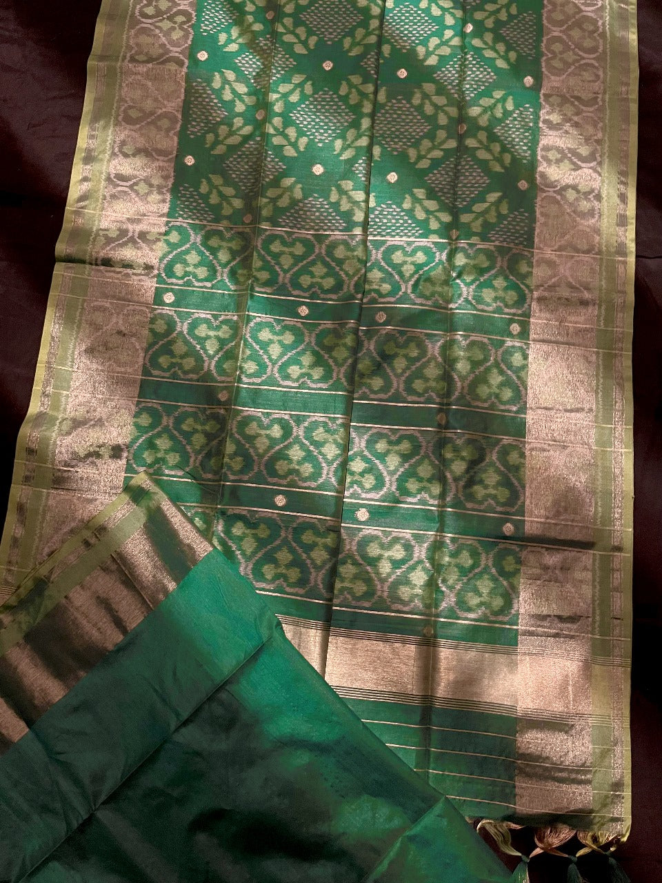 Emerald Green Tussar Silk Saree