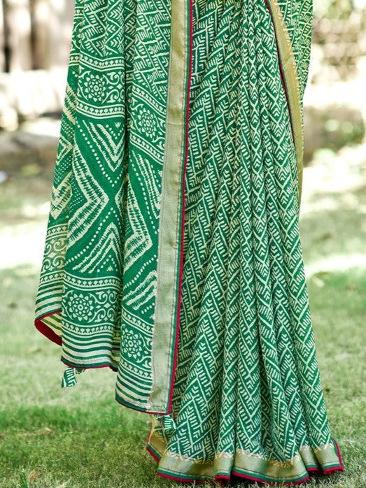 Emrald Green Georgette Saree