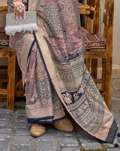 Flamingo Pink Woven Silk Saree