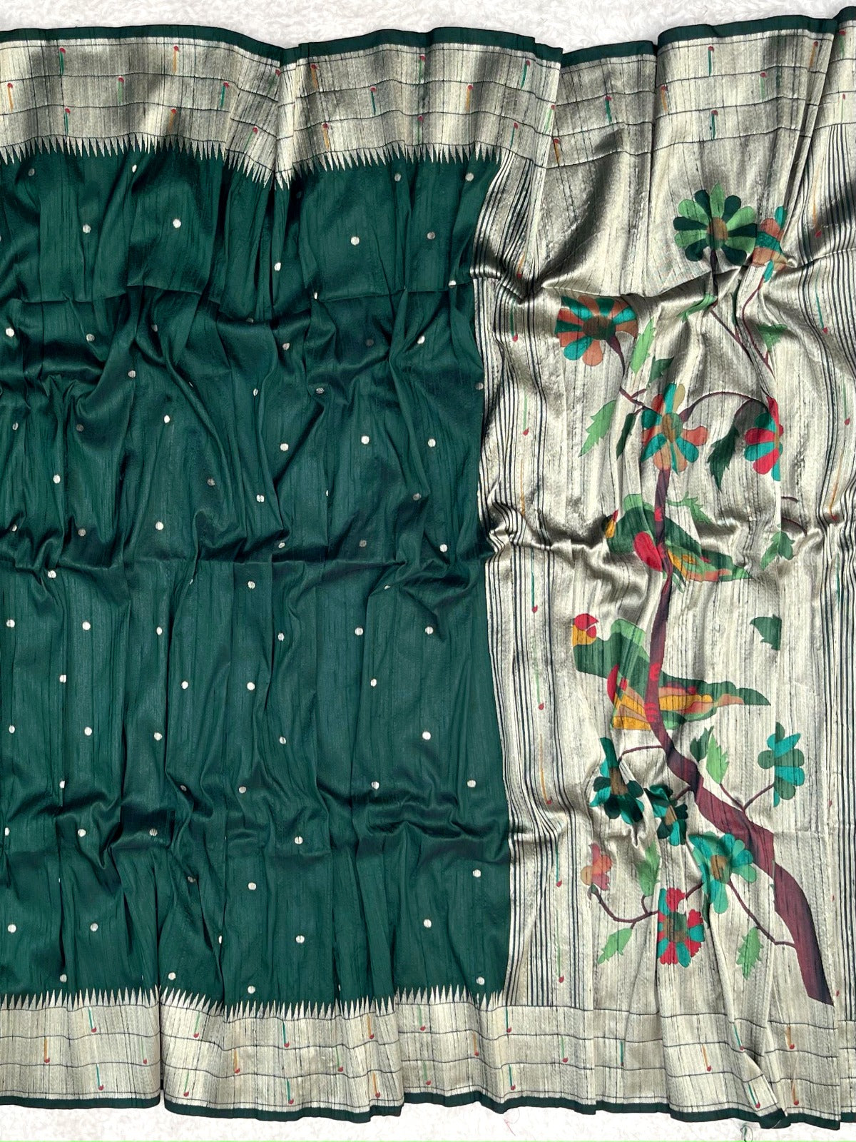 Forest Green Kosa Silk Saree