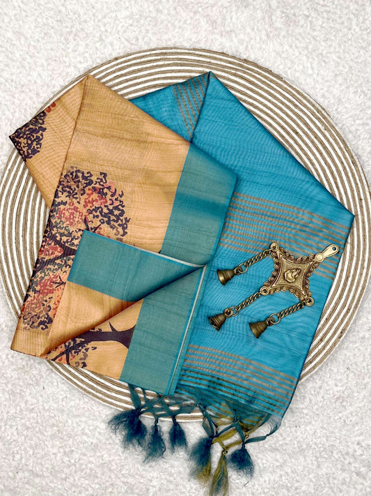 Golden Yellow Tussar Silk Saree