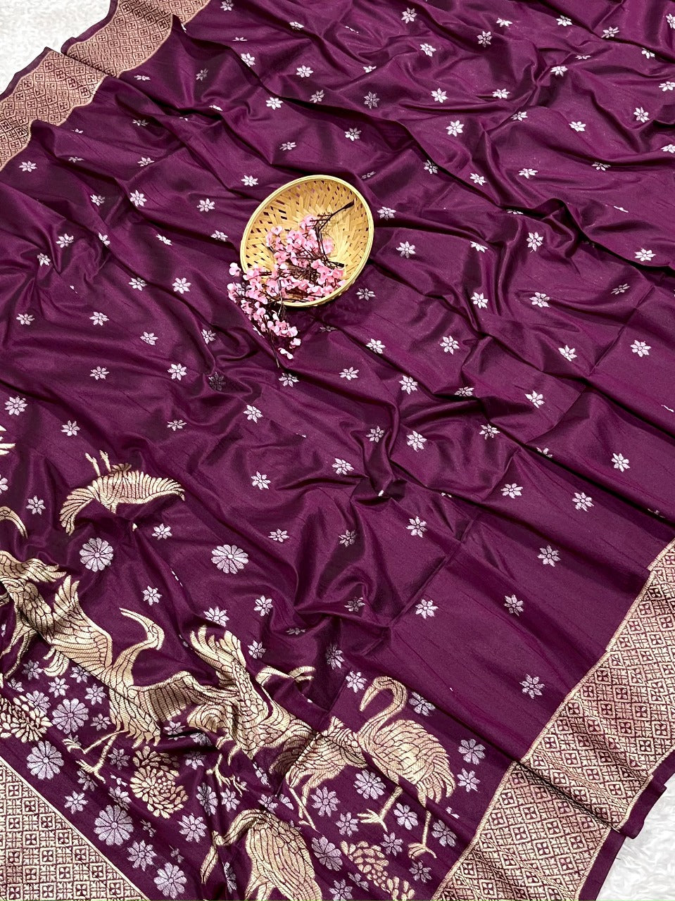 Grape Violet Kosa Silk Saree