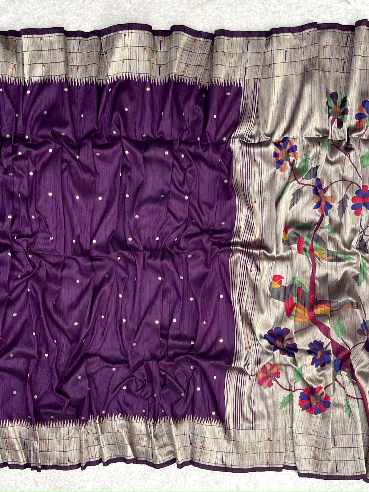 Grape Violet Kosa Silk Saree