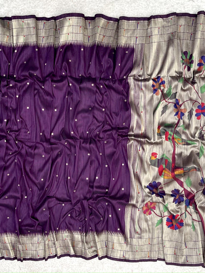 Grape Violet Kosa Silk Saree