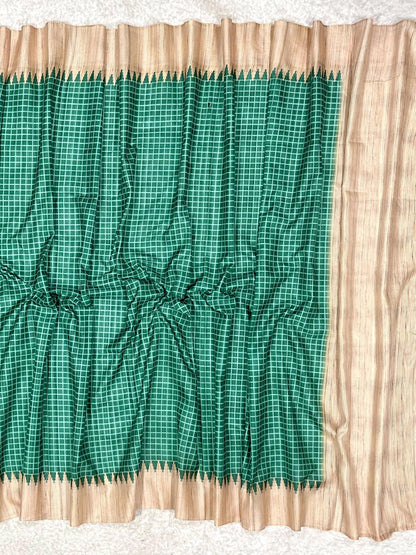Jade Green Desi Tussar Silk Saree